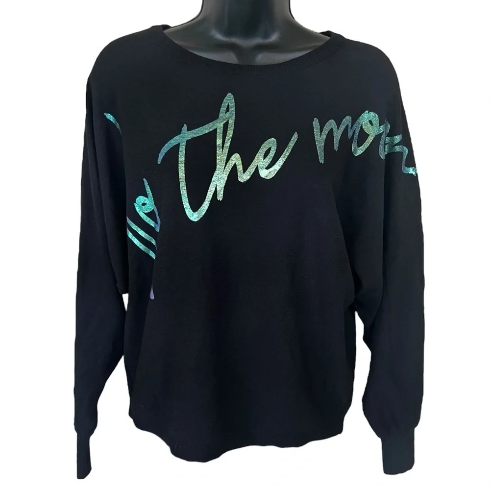 “To The Moon” Foil Spell-out Whimsigoth Sweater